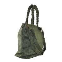 Borsa donna shopping bag  ZETA SHOES in morbida pelle intrecciata made in Italy, lavato e tinto in capo.