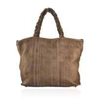 Borsa donna shopping bag  ZETA SHOES in morbida pelle intrecciata made in Italy, lavato e tinto in capo.