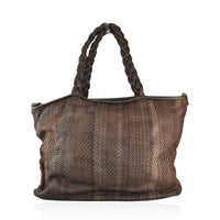 Borsa donna shopping bag  ZETA SHOES in morbida pelle intrecciata made in Italy, lavato e tinto in capo.