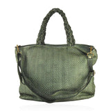 Borsa donna shopping bag  ZETA SHOES in morbida pelle intrecciata made in Italy, lavato e tinto in capo.
