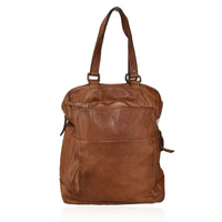 Zaino convertibile in borsa a spalla in vera pelle  effetto vintage tinto lavato in capo made in italy