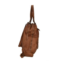 Zaino convertibile in borsa a spalla in vera pelle  effetto vintage tinto lavato in capo made in italy