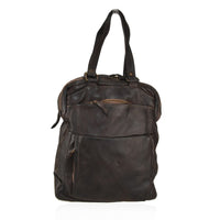 Zaino convertibile in borsa a spalla in vera pelle  effetto vintage tinto lavato in capo made in italy