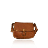Borsa a tracolla  borchie in vera pelle effetto vintage tinto lavato in capo made in italy