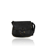 Borsa a tracolla  borchie in vera pelle effetto vintage tinto lavato in capo made in italy