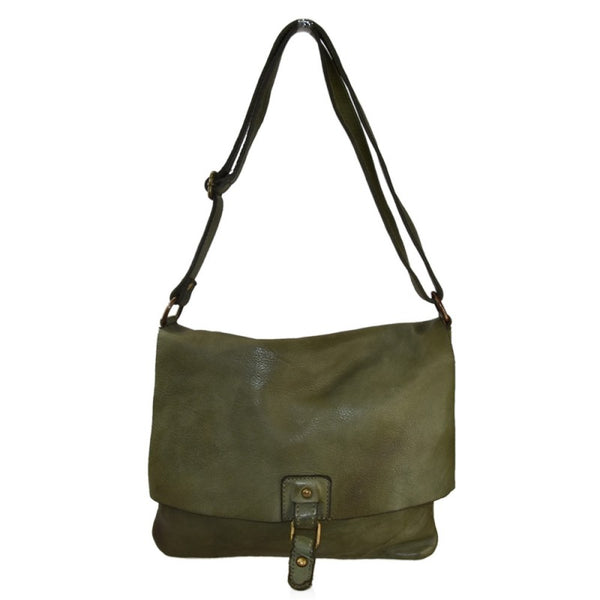 Borsa a tracolla postina in vera pelle effetto vintage tinto