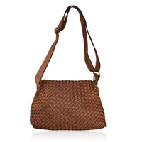 Borsa a tracolla donna in vera pelle intrecciata effetto vintage tinto lavato in capo