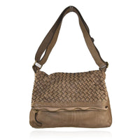 Borsa a tracolla donna in vera pelle intrecciata effetto vintage tinto lavato in capo