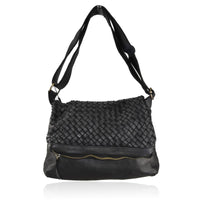 Borsa a tracolla donna in vera pelle intrecciata effetto vintage tinto lavato in capo