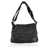 Borsa a tracolla donna in vera pelle intrecciata effetto vintage tinto lavato in capo