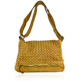 Borsa a tracolla donna in vera pelle intrecciata effetto vintage tinto lavato in capo