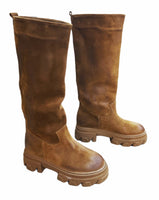 Chunky boots in vera pelle scamosciata made in italy Cuoio