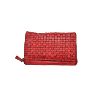 Borsa a tracolla Pochette  in vera pelle intrecciata effetto vintage tinto lavato in capo made in italy