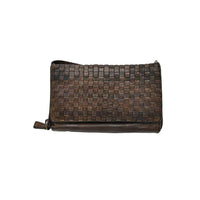 Borsa a tracolla Pochette  in vera pelle intrecciata effetto vintage tinto lavato in capo made in italy