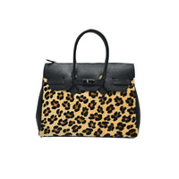 Borsa a spalla donna in pelle con tracolla in vera pelle made in italy zebrata leopardata