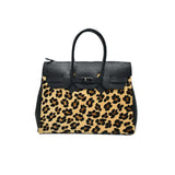 Borsa a spalla donna in pelle con tracolla in vera pelle made in italy zebrata leopardata