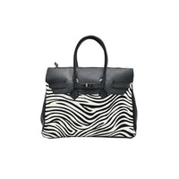 Borsa a spalla donna in pelle con tracolla in vera pelle made in italy zebrata leopardata