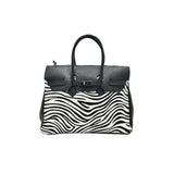 Borsa a spalla donna in pelle con tracolla in vera pelle made in italy zebrata leopardata