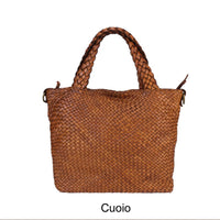 Borsa shopping in vera pelle intrecciata effetto vintage tinto lavato in capo ZETA SHOES