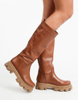 Chunky boots in vera pelle made in italy