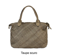 Borsa shopping piccola  in vera pelle intrecciata effetto vintage tinto lavato in capo