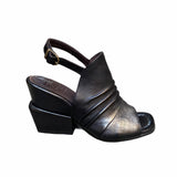 Sandali donna  Open toe scarpe donna tacco medio in vera pelle Made in italy Nero/Argento
