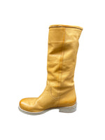 Stivali ZETA SHOES donna camperos in vera pelle fatti a mano tacco basso made in Italy GIALLO