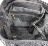 Borsa secchiello con tracolla in vera pelle intrecciata effetto vintage tinto lavato in capo made in italy