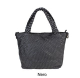 Borsa shopping in vera pelle intrecciata effetto vintage tinto lavato in capo ZETA SHOES