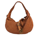 Borsa da spalla in vera pelle intrecciata effetto vintage tinto lavato in capo ZETA SHOES