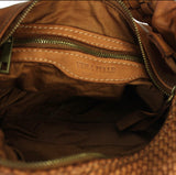 Borsa da spalla in vera pelle intrecciata effetto vintage tinto lavato in capo ZETA SHOES