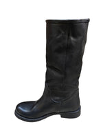 Stivali ZETA SHOES donna camperos in vera pelle fatti a mano tacco basso made in Italy NERO