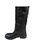 Stivali ZETA SHOES donna camperos in vera pelle fatti a mano tacco basso made in Italy NERO