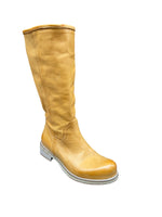 Stivali ZETA SHOES donna camperos in vera pelle fatti a mano tacco basso made in Italy GIALLO