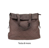 Zaino in vera pelle intrecciata effetto vintage tinto lavato in capo