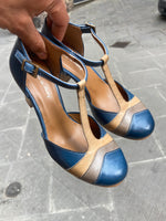 Decollete' decolte' scarpe donna tango tacco 7 cm in vera pelle Made in italy