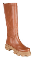 Chunky boots in vera pelle made in italy