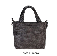 Borsa shopping in vera pelle intrecciata effetto vintage tinto lavato in capo ZETA SHOES