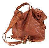 Zaino convertibile in borsa a mano in vera pelle  effetto vintage tinto lavato in capo made in italy