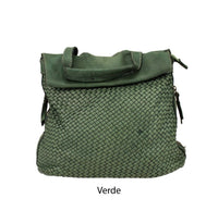 Zaino in vera pelle intrecciata effetto vintage tinto lavato in capo