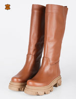 Chunky boots in vera pelle made in italy