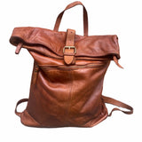 Zaino  in vera pelle  effetto vintage tinto lavato in capo made in italy