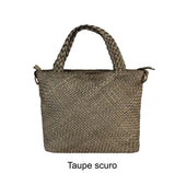 Borsa shopping in vera pelle intrecciata effetto vintage tinto lavato in capo ZETA SHOES