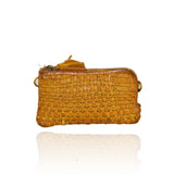 Borsa a tracolla Pochette  in vera pelle intrecciata effetto vintage tinto lavato in capo made in italy