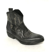 Stivali texani in vera pelle Made in Italy effetto vintage NERO