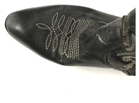 Stivali texani in vera pelle Made in Italy effetto vintage NERO