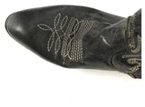 Stivali texani in vera pelle Made in Italy effetto vintage NERO