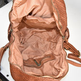 Zaino in borsa a spalla in vera pelle  effetto vintage tinto lavato in capo made in italy