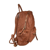 Zaino in borsa a spalla in vera pelle  effetto vintage tinto lavato in capo made in italy